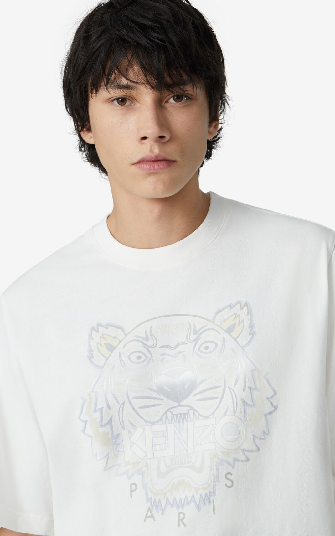 T Shirt Kenzo Homme Gradient Tiger Blanche GEZCA-1738